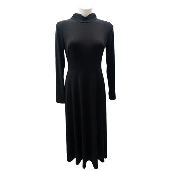 LBisse Travelers Long Sleeve High Neck  Midi Dress Black Women's Size Medium - Picture 3 of 5